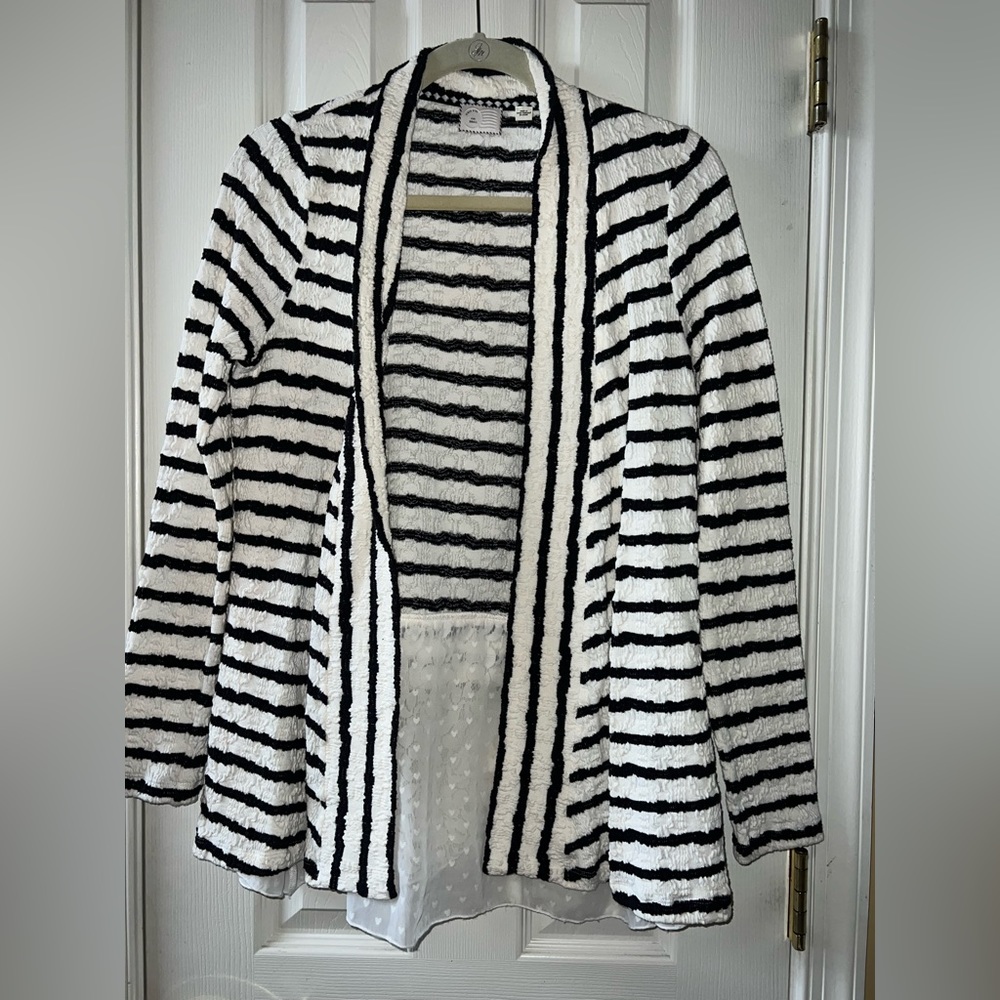 Anthropologie postmark striped open laced cardigan Size S